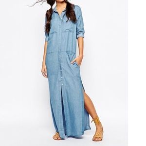 Denim button down maxi dress